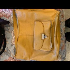 Mustard yellow Banana Republic leather satchel.
